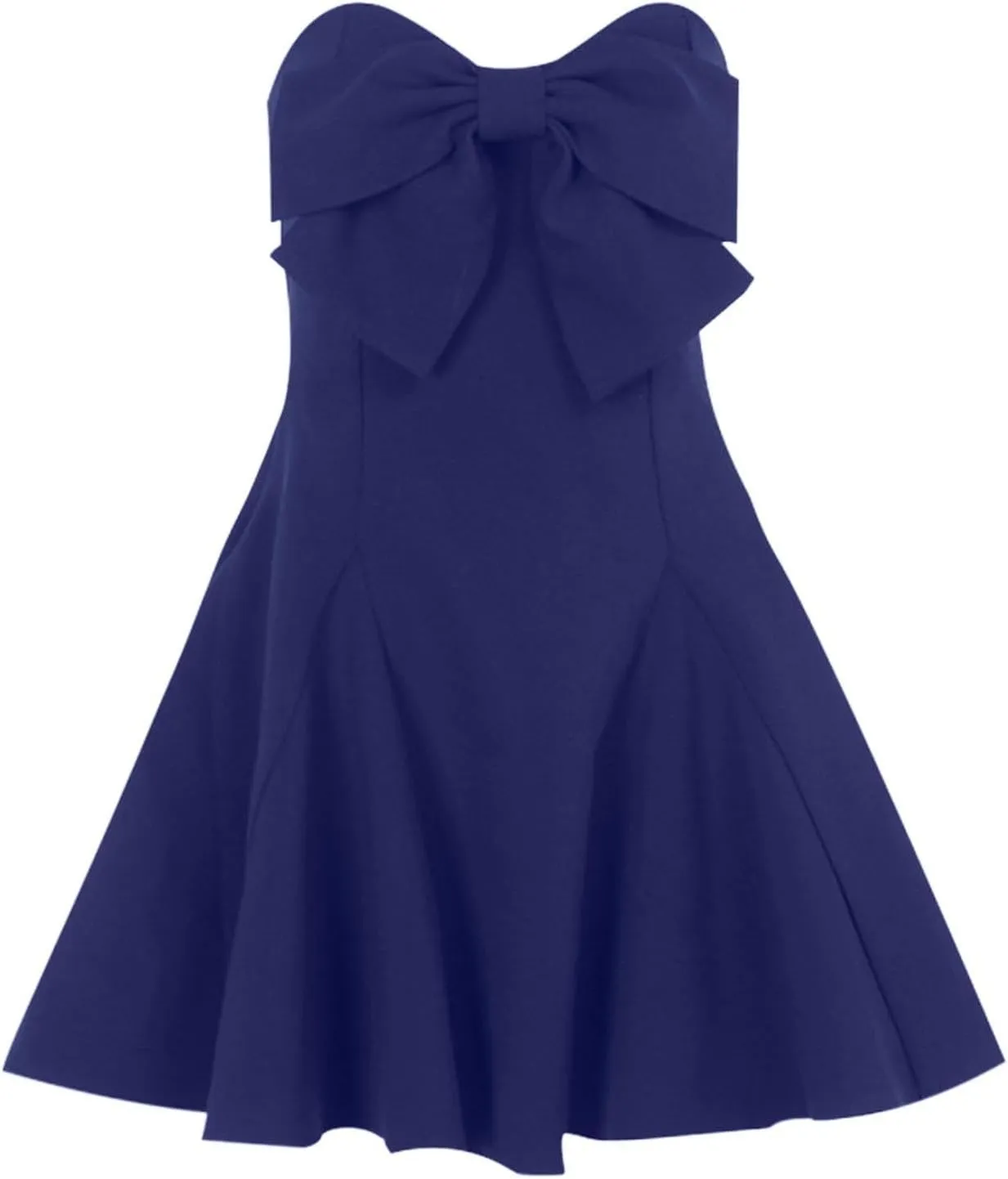 2025 Womens Summer Sexy Strapless Bow Dress Elegant Sweetheart Neck Backless Ruffle Flowy Party Mini Dresses
