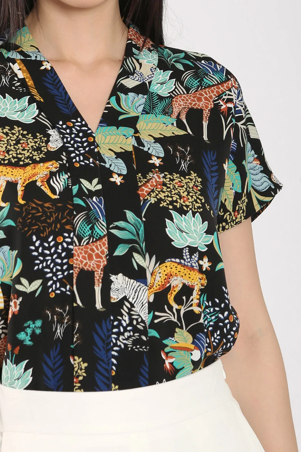 Addie Kimono Neckline Top in Safari Prints