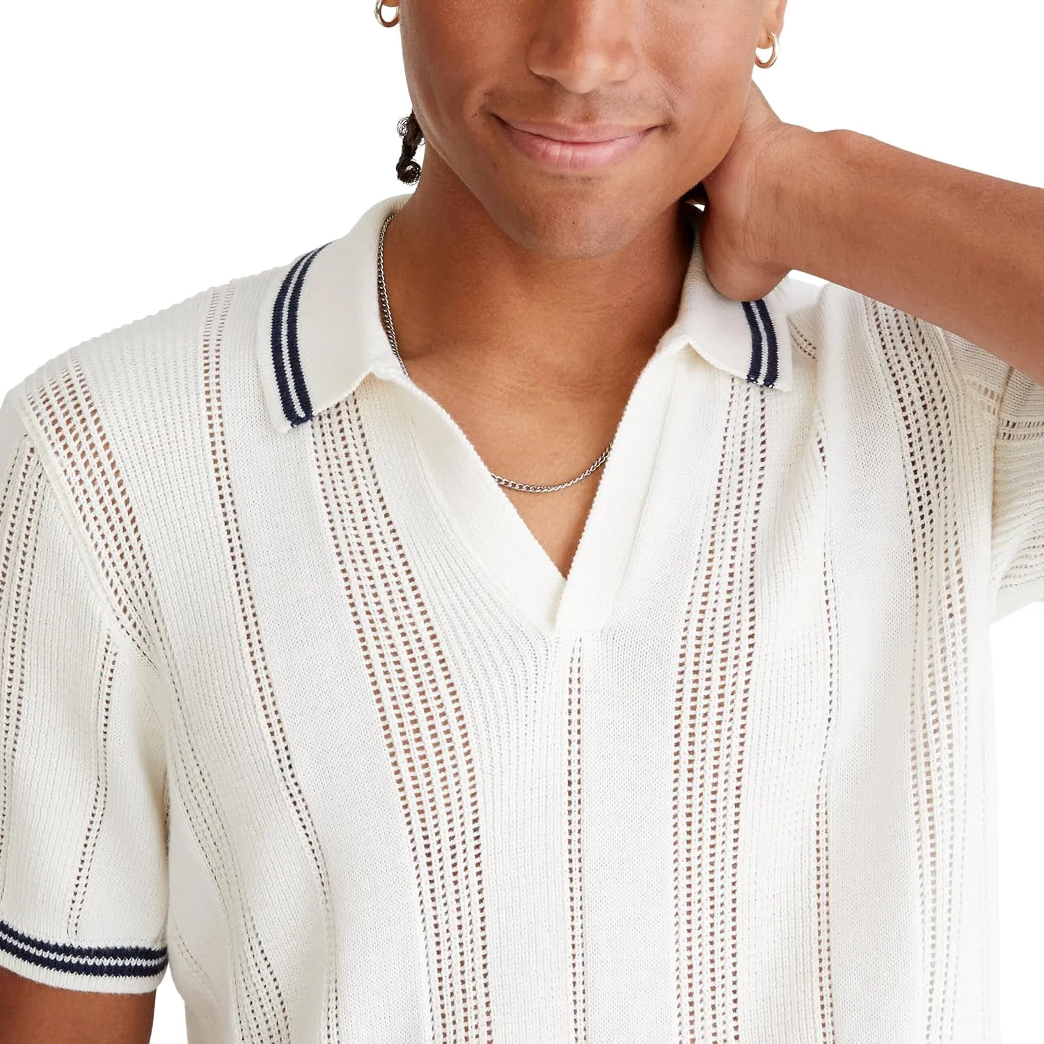 AEROPOSTALE Men's Tipped Open-Knit Sweater Polo