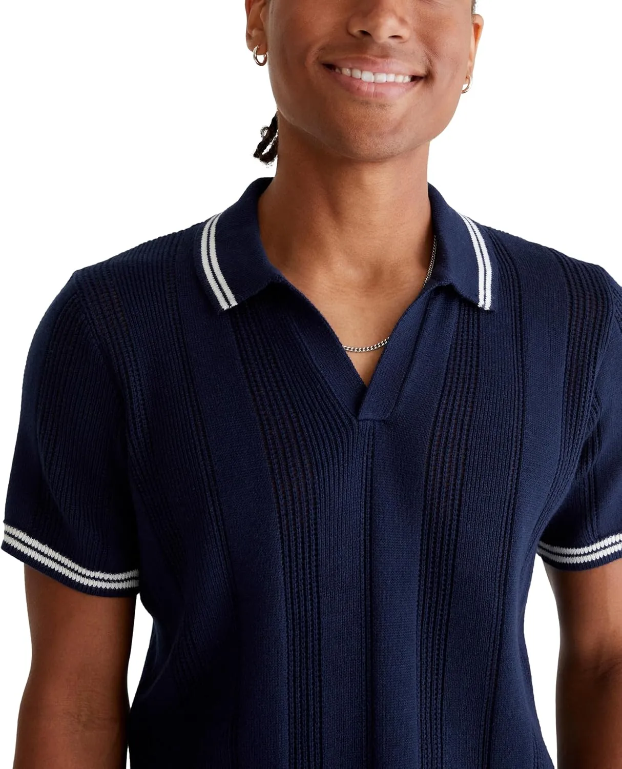 AEROPOSTALE Men's Tipped Open-Knit Sweater Polo