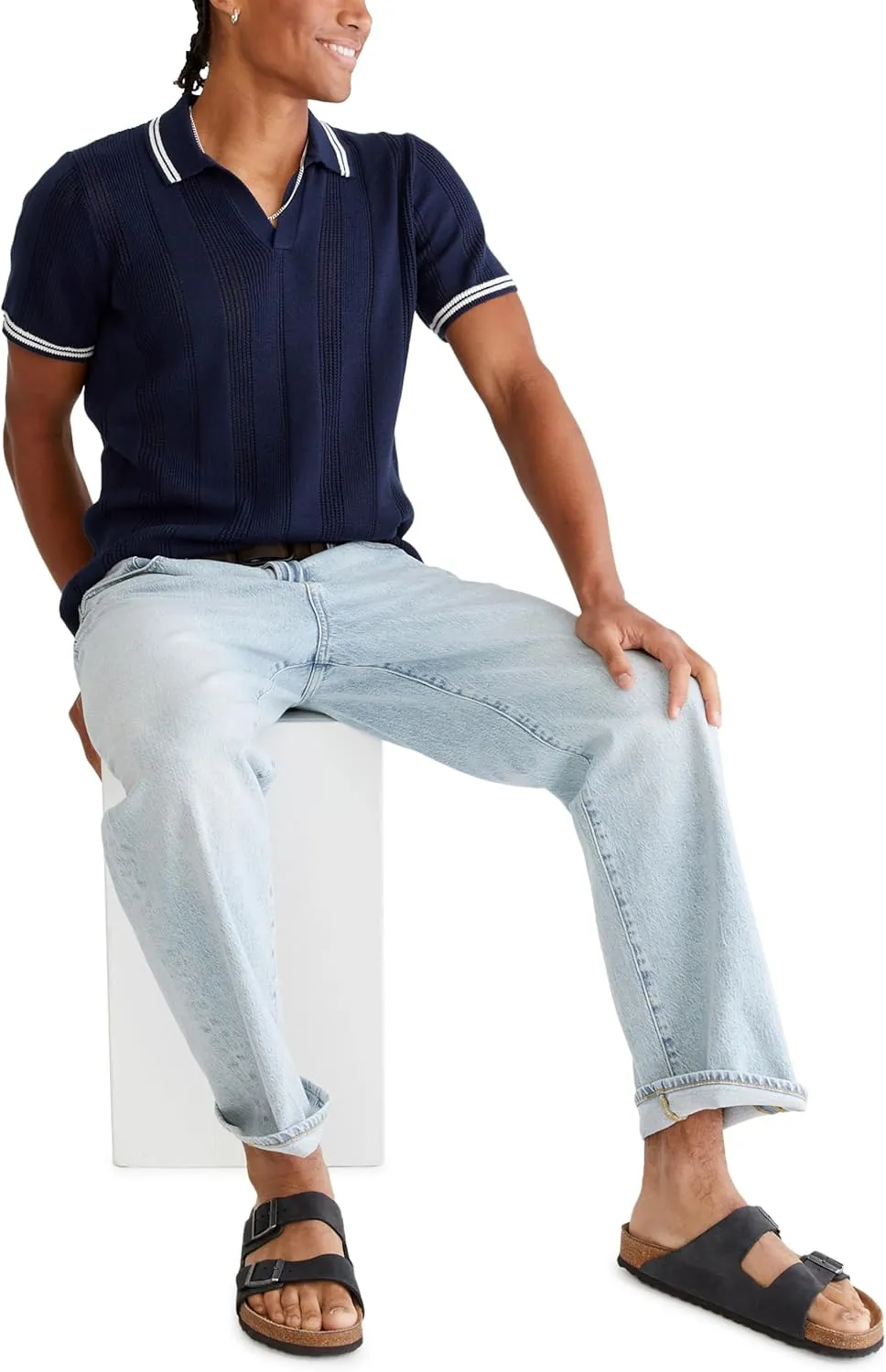 AEROPOSTALE Men's Tipped Open-Knit Sweater Polo