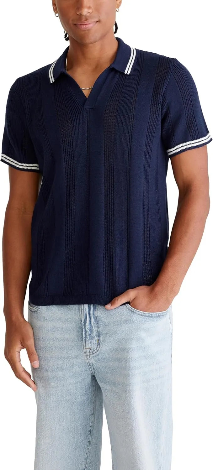 AEROPOSTALE Men's Tipped Open-Knit Sweater Polo