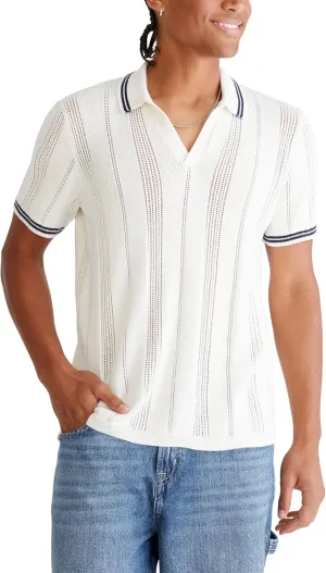 AEROPOSTALE Men's Tipped Open-Knit Sweater Polo