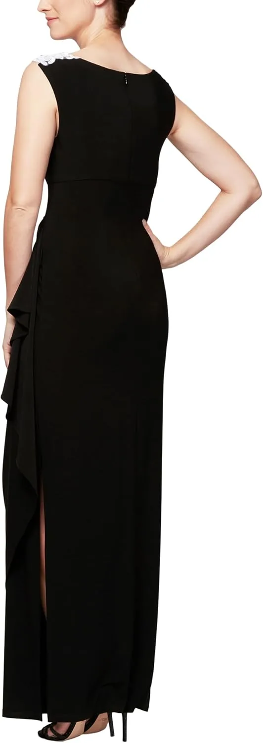 Alex Evenings Women's Long Column Dress with Sweetheart Neck (Petite and Regular)
