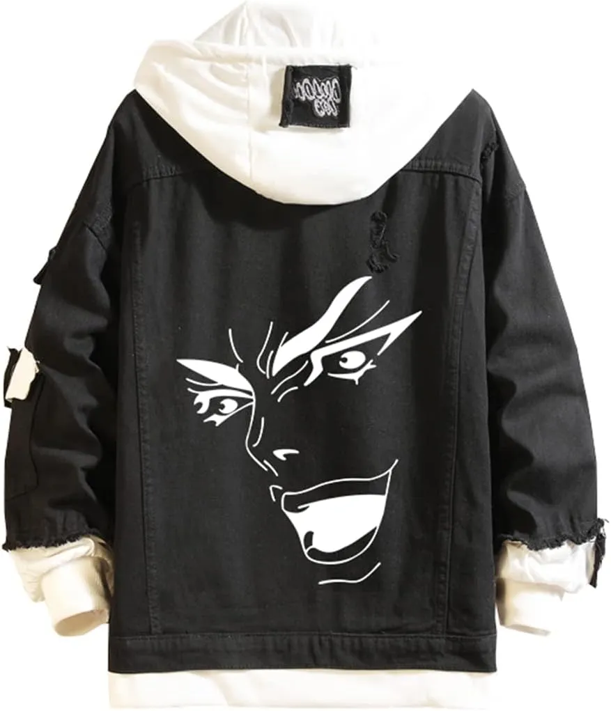 Anime Cosplay Denim Jacket Graphic Hoodie Novelty Jacket Coat Man Woman Trucker Jacket
