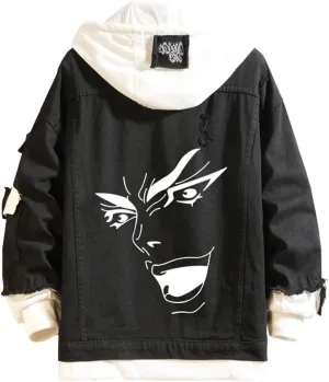 Anime Cosplay Denim Jacket Graphic Hoodie Novelty Jacket Coat Man Woman Trucker Jacket