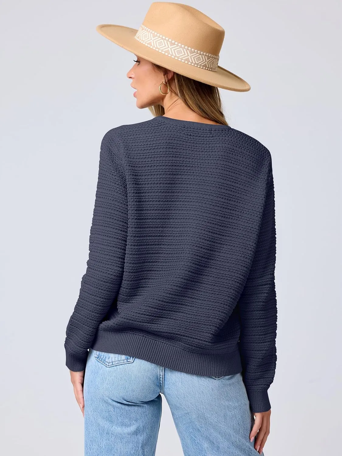 ANRABESS Women's Tweed Knit Cardigan Sweater Casual Long Sleeve Cropped Button Down Lady Jackets 2025 Spring Fashion Outwear