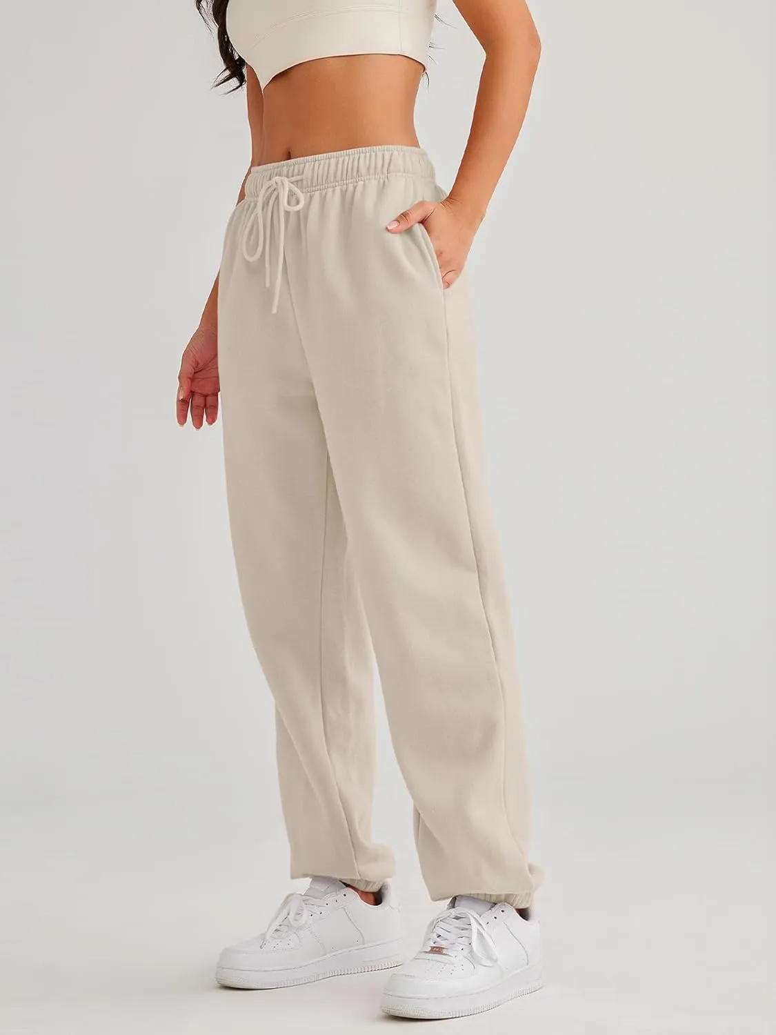 AUTOMET Women's Casual Baggy Fleece Sweatpants