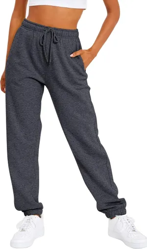 AUTOMET Women's Casual Baggy Fleece Sweatpants