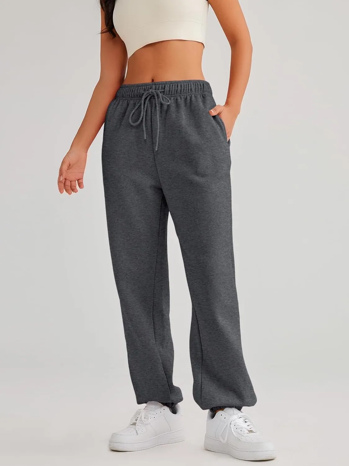AUTOMET Women's Casual Baggy Fleece Sweatpants