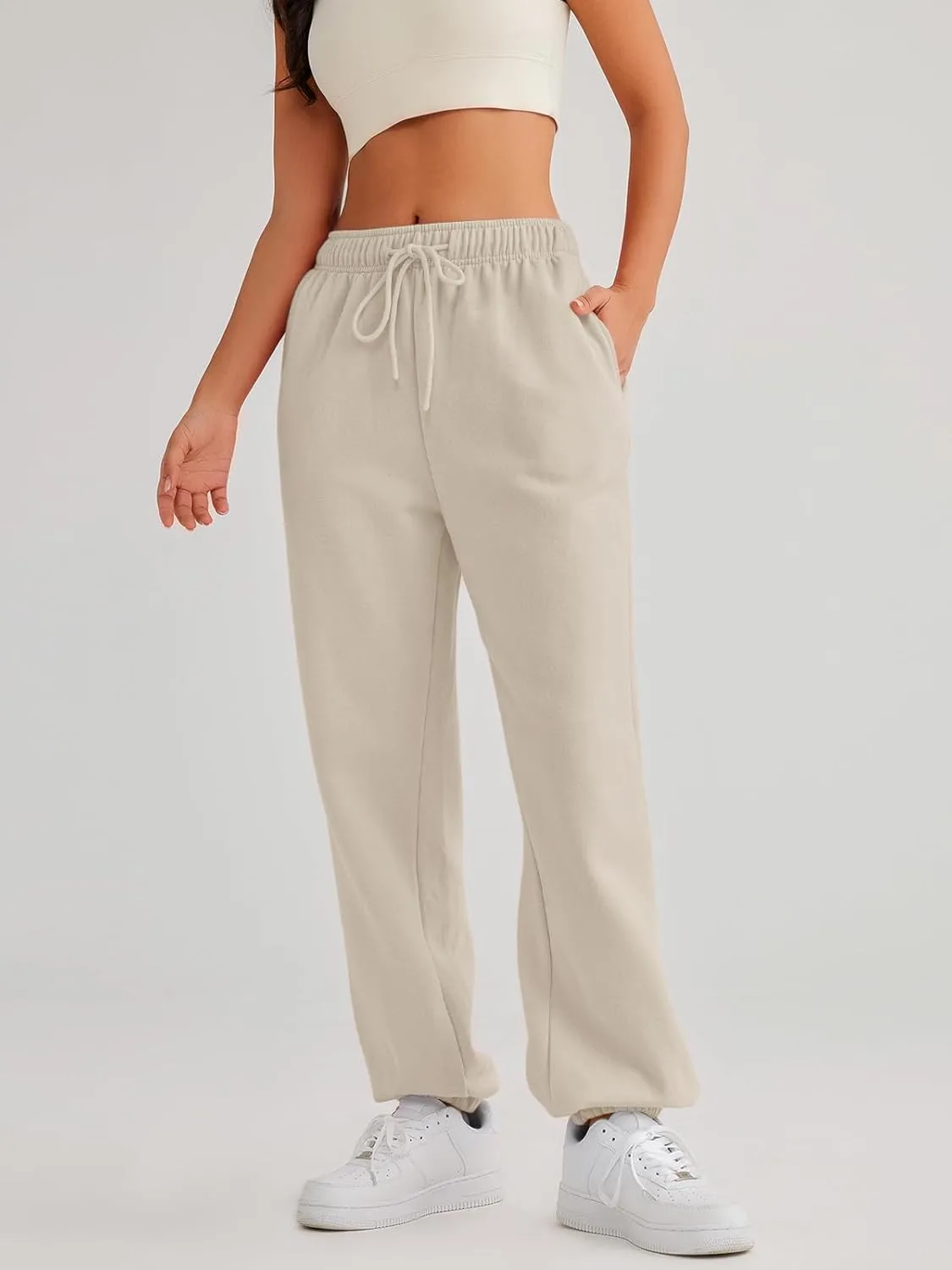 AUTOMET Women's Casual Baggy Fleece Sweatpants