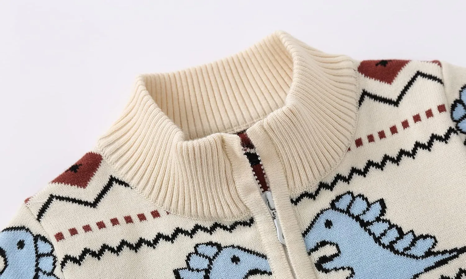 Baby Boys Girls Button Up Cardigan Sweater Dinosaur Full-Zip Long Sleeve V Neck Cartoon Embroidery Coat
