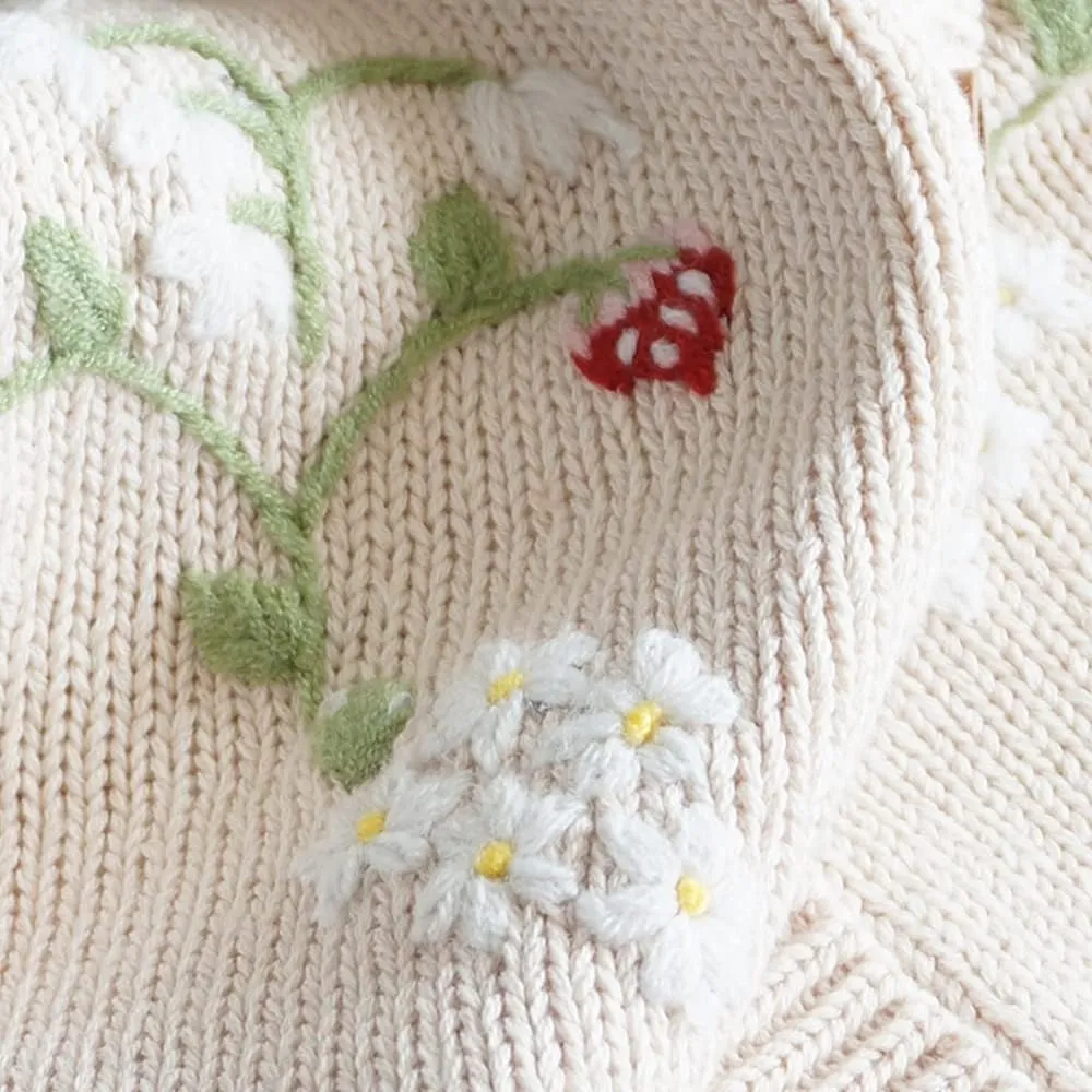 Baby Girls Knitted Cardigan Sweater Crewneck Knit Crochet Button Closure Cardigan Tops Coat Outwear for Toddler