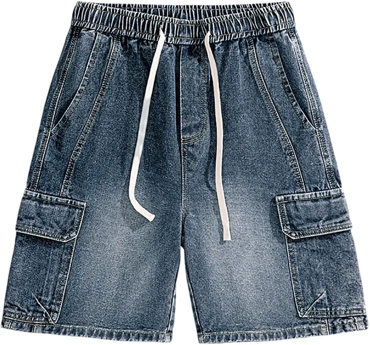 Baggy Jean Shorts for Men Casual Loose Fit Hip Hop Long Denim Shorts Trendy Outfits