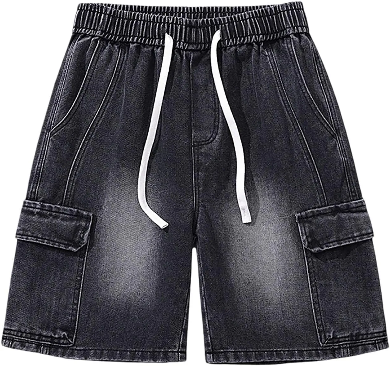 Baggy Jean Shorts for Men Summer Casual Loose Fit Y2K Hip Hop Skateboard Denim Shorts with Pockets