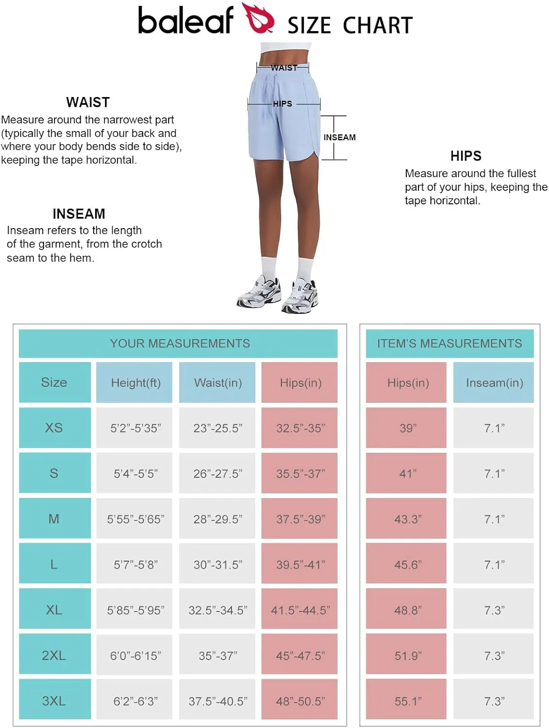 baleaf Women's 7" Athletic Long Running Shorts Workout Gym Quick Dry Hiking Shorts High Waisted Zipper Pocket