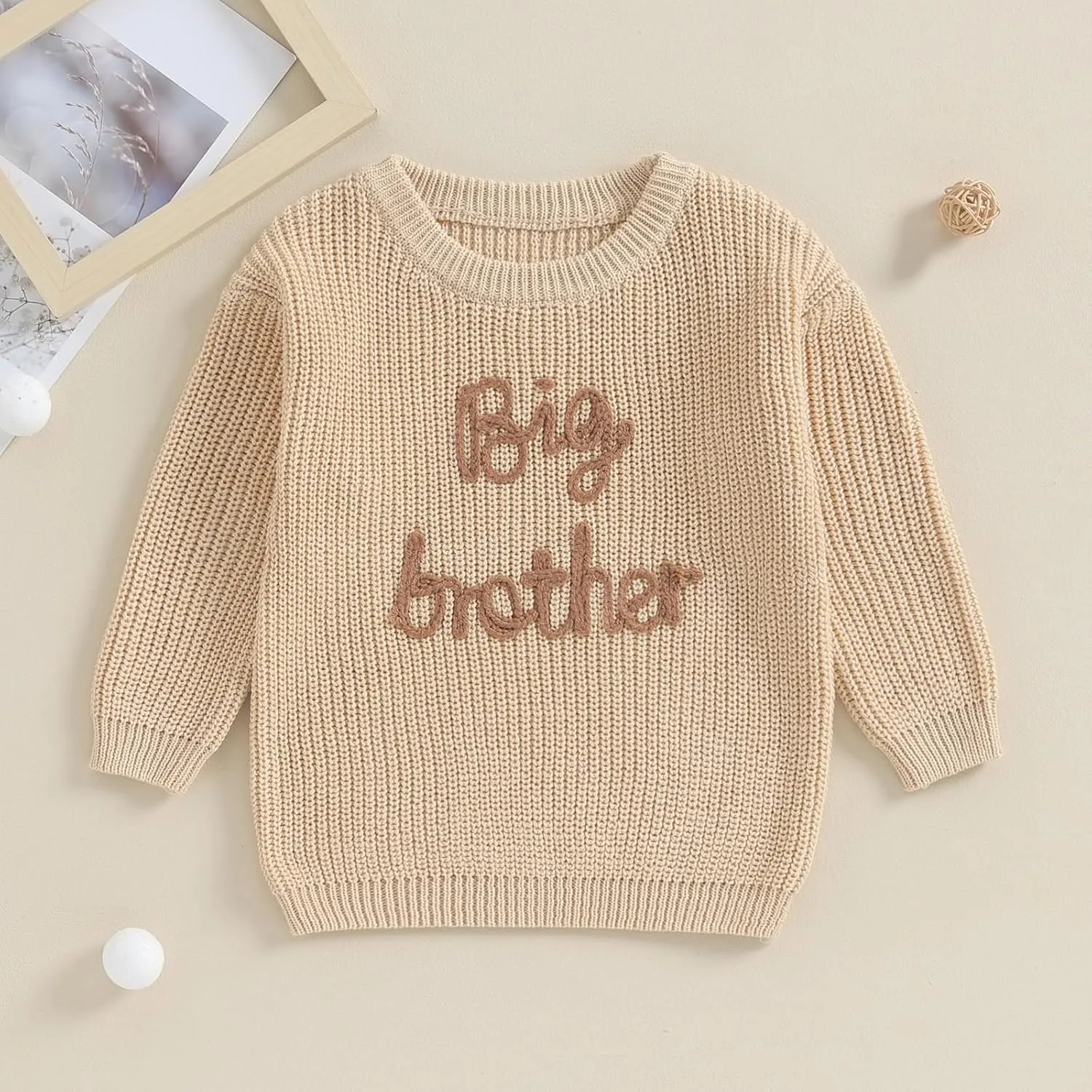 Big Brother Little Brother Matching Outfits Letter Embroidery Knit Sweater Shirt Baby Boy Winter Warm Clothes