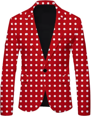 Blazer for Men Striped Polka Dot Leopard Lightweight Suit Jacket Slim Fit Casual Coats Work for Dinner,Prom,Wedding
