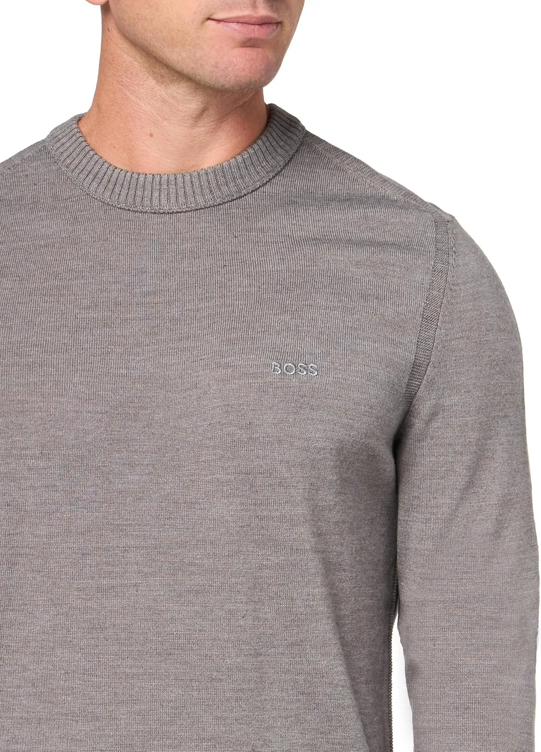 BOSS Men's Small Logo Wool Blend Sweater