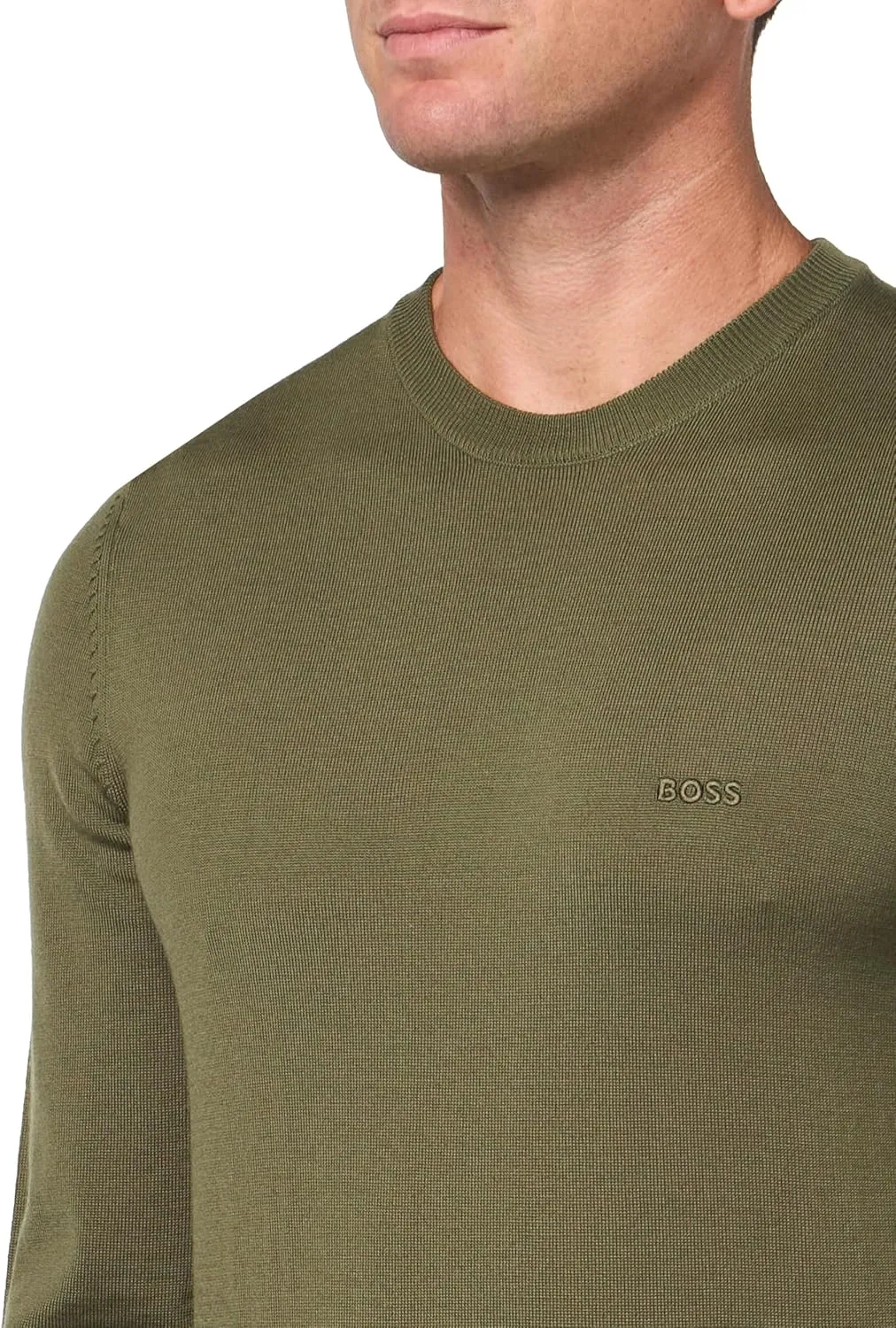 BOSS Men's Small Logo Wool Pullover Sweater
