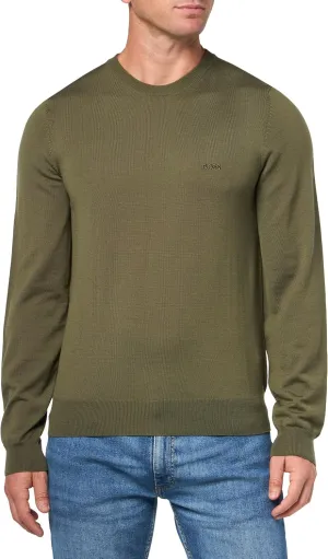 BOSS Men's Small Logo Wool Pullover Sweater