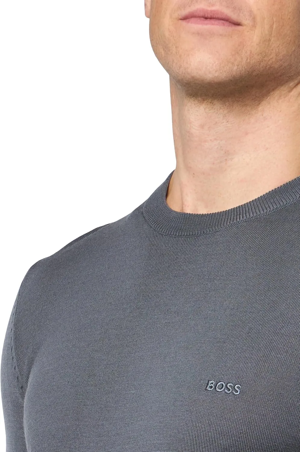 BOSS Men's Small Logo Wool Pullover Sweater