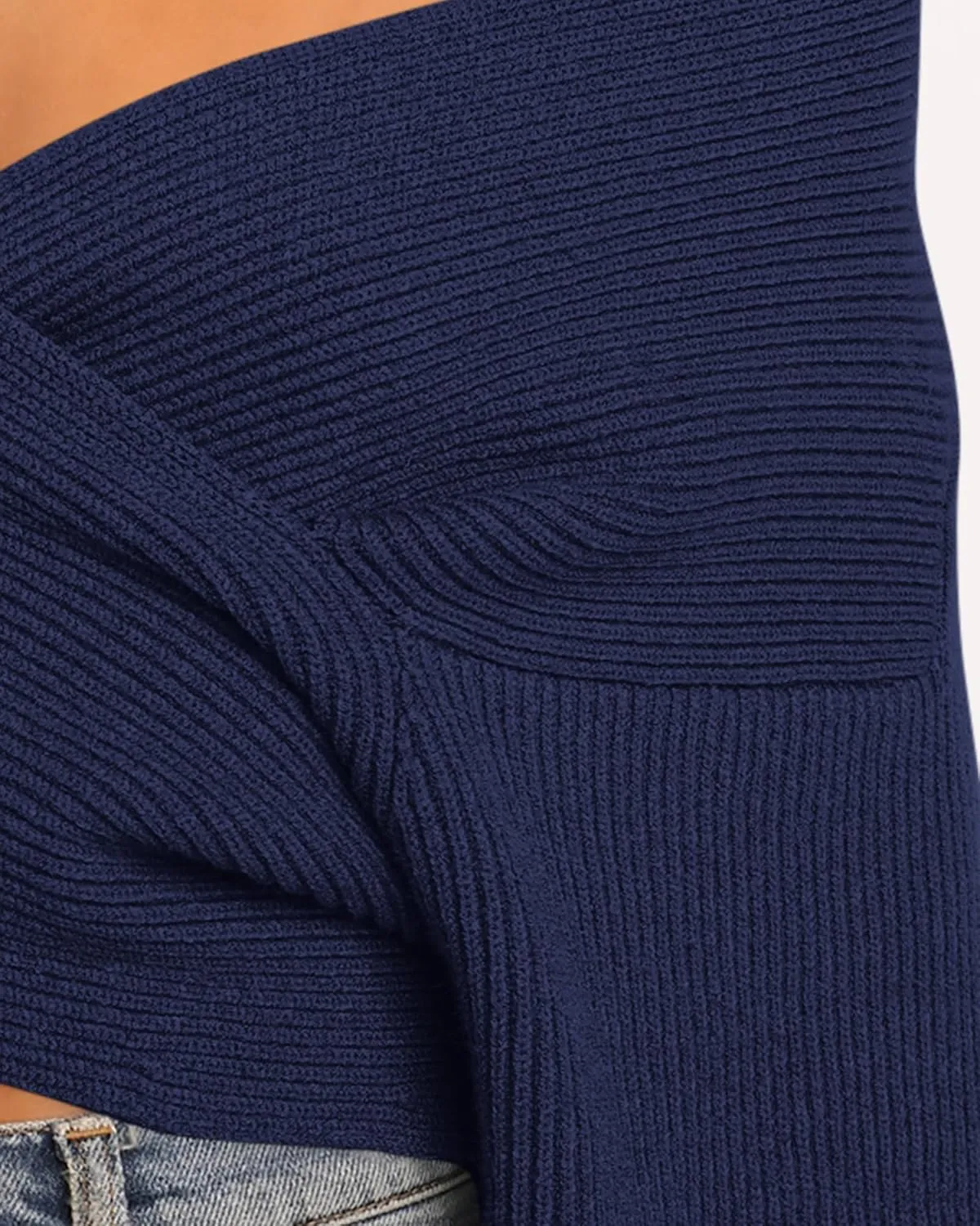 BTFBM Women Casual V Neck Long Sleeve Sweaters Cross Wrap Front Off Shoulder Asymmetric Hem Knitted Crop Solid Pullover