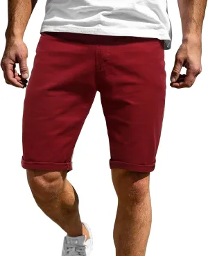 Burband Mens Chino Shorts Big and Tall Casual Flat Front Comfy Stretch Golf Shorts Fashion Slim Fit 11" Inseam Khaki Shorts
