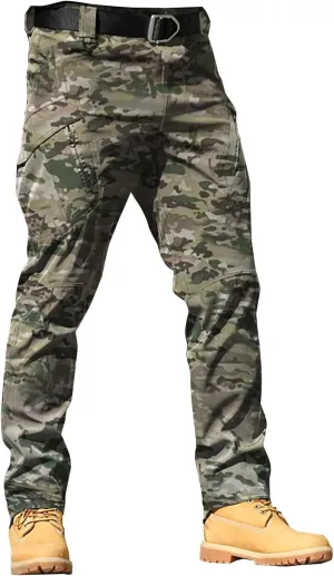 Camo Cargo Pants for Men Slim Fit Stretch Outdoor Hiking Hunting Safari Tactical Trousers Classic Military Army Pants