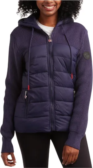 CANADA WEATHER GEAR Women's Lightweight Quilted Jacket - Weather Resistant Winter Jacket with Knitted Sleeves and Yoke (S-XL)
