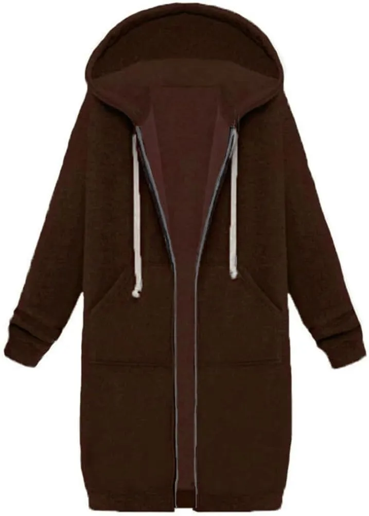 Canbebig Oversized Hoodies for Women Zip Up Long Sweatshirts Fleece Lined Jackets Plus Size Trench Coats Tunic Sweatshirts