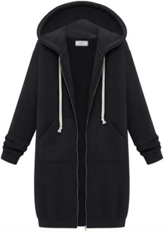 Canbebig Oversized Hoodies for Women Zip Up Long Sweatshirts Fleece Lined Jackets Plus Size Trench Coats Tunic Sweatshirts
