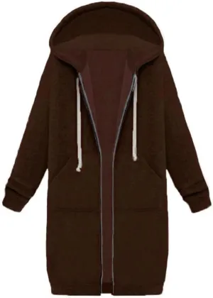 Canbebig Oversized Hoodies for Women Zip Up Long Sweatshirts Fleece Lined Jackets Plus Size Trench Coats Tunic Sweatshirts