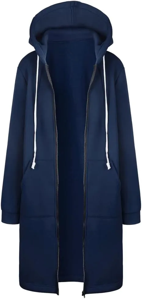 Canbebig Oversized Hoodies for Women Zip Up Long Sweatshirts Fleece Lined Jackets Plus Size Trench Coats Tunic Sweatshirts