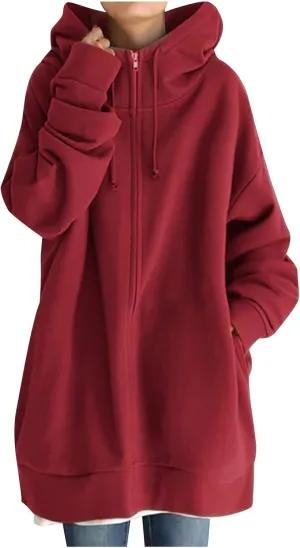 Ceboyel Women Oversized Sweatshirt Loose Fit Full Zip Up Fashion Long Hoodies Trendy Y2K Jackets Winter Outfits Clothes 2023