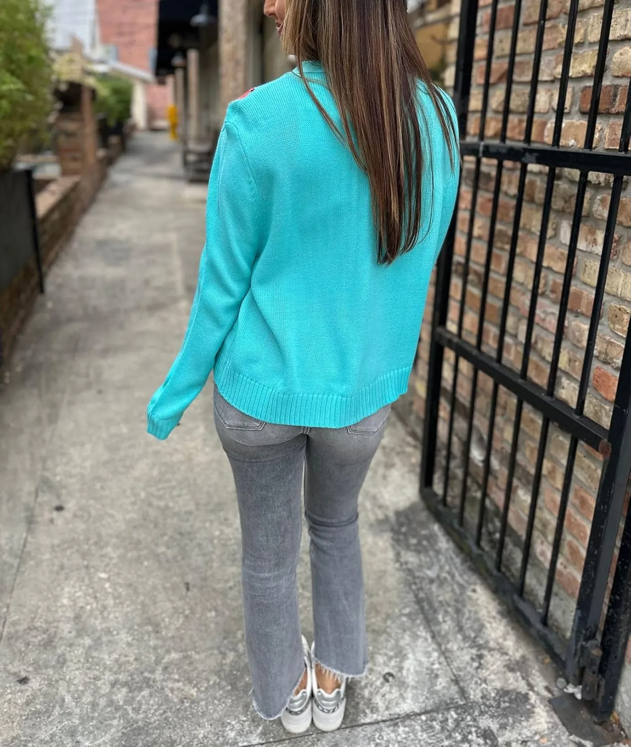 Christmas Sequin Cardigan for Women Funny Graphic Button Down Ugly Sweaters Cute Open Front Knitted Long Sleeve Top