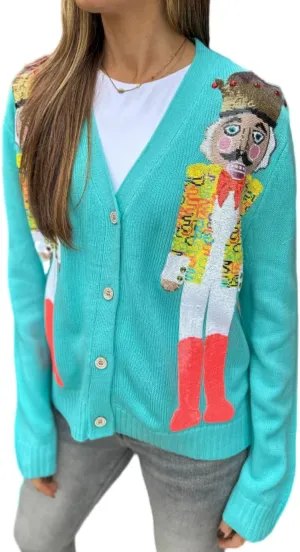 Christmas Sequin Cardigan for Women Funny Graphic Button Down Ugly Sweaters Cute Open Front Knitted Long Sleeve Top