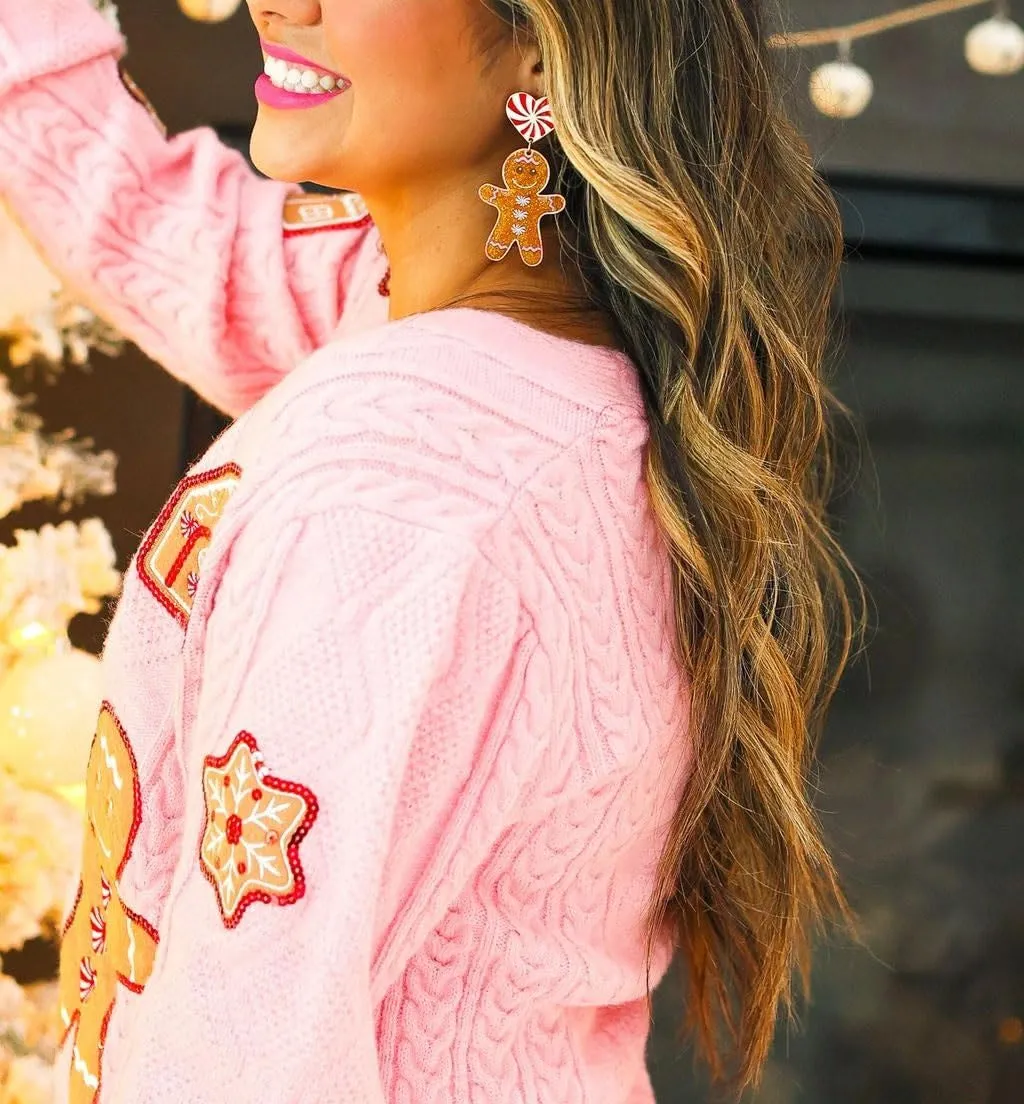 Christmas Sequin Cardigan for Women Funny Graphic Button Down Ugly Sweaters Cute Open Front Knitted Long Sleeve Top