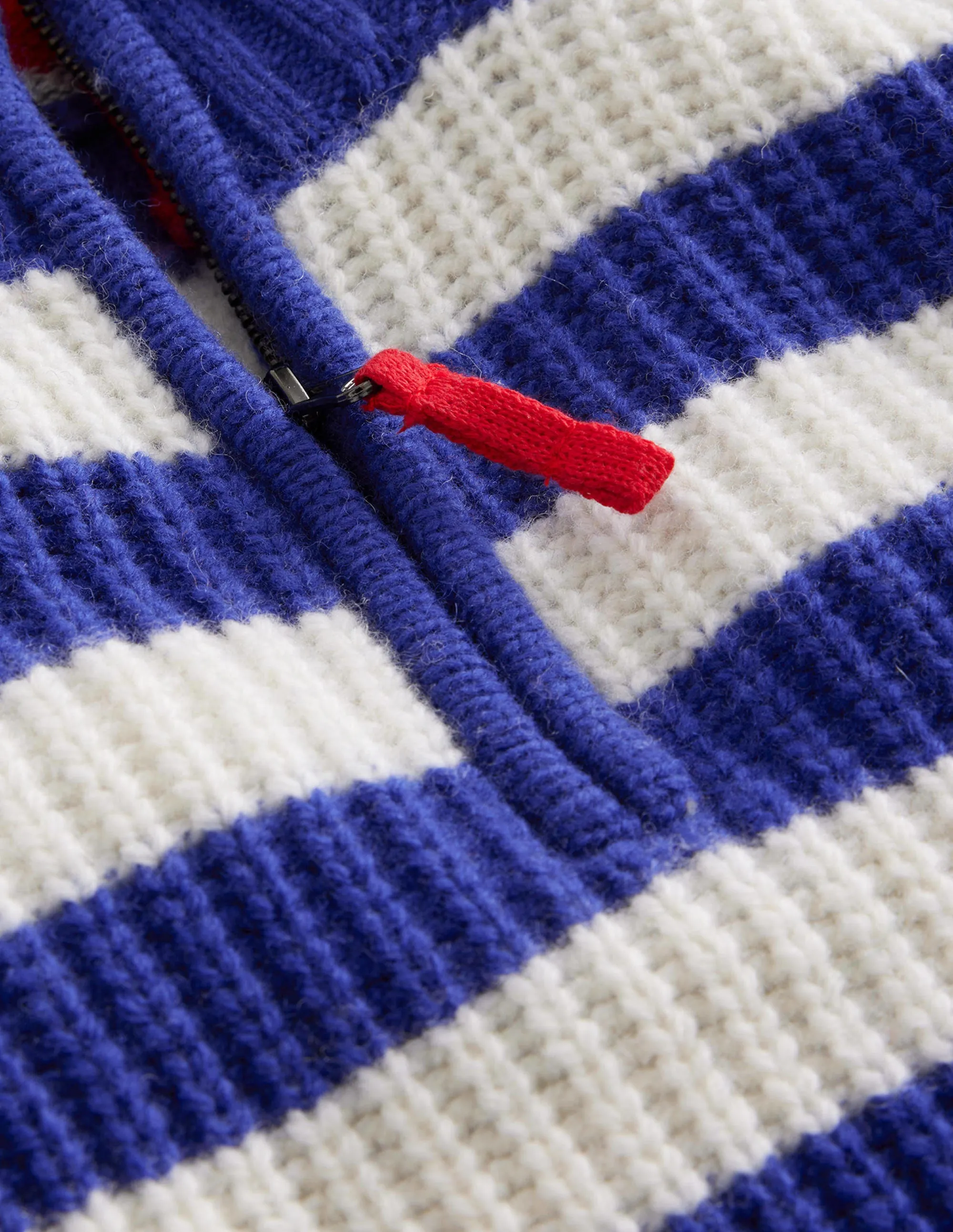 Chunky Half Zip Jumper-Greek Blue and Ivory