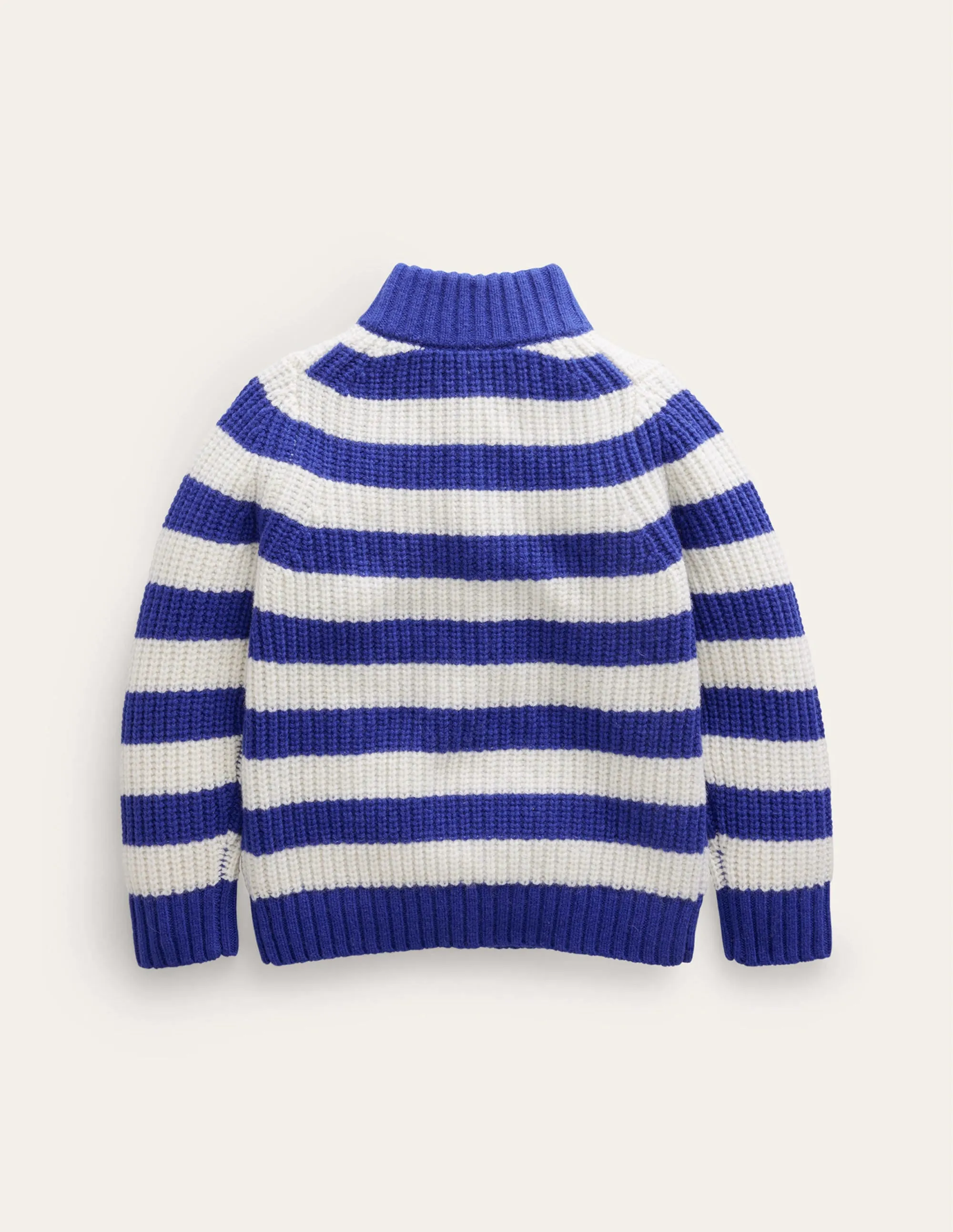 Chunky Half Zip Jumper-Greek Blue and Ivory