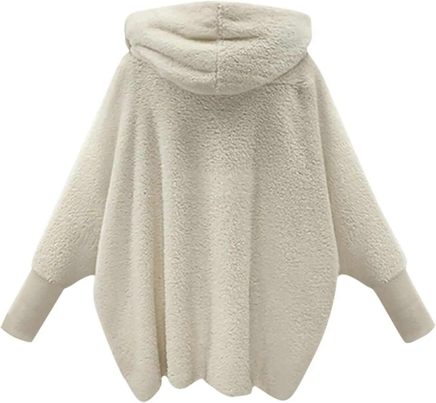 COTECRAM Women's 2024 Winter Fuzzy Batwing Sleeve Fleece Open Front Hooded Cardigans Jacket Oversized Sherpa Coats Outerwear