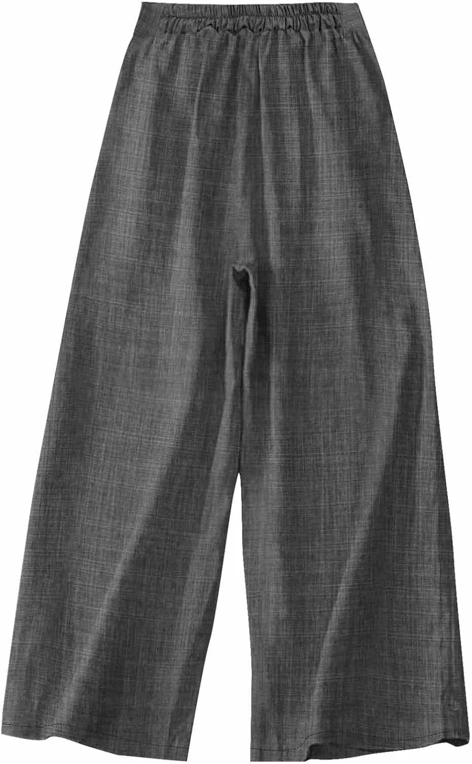 Cotton Linen Pant for Women Summer Casual Wide Leg High Waisted Trouser Drawstring Elastic Waist Pants with Pockets