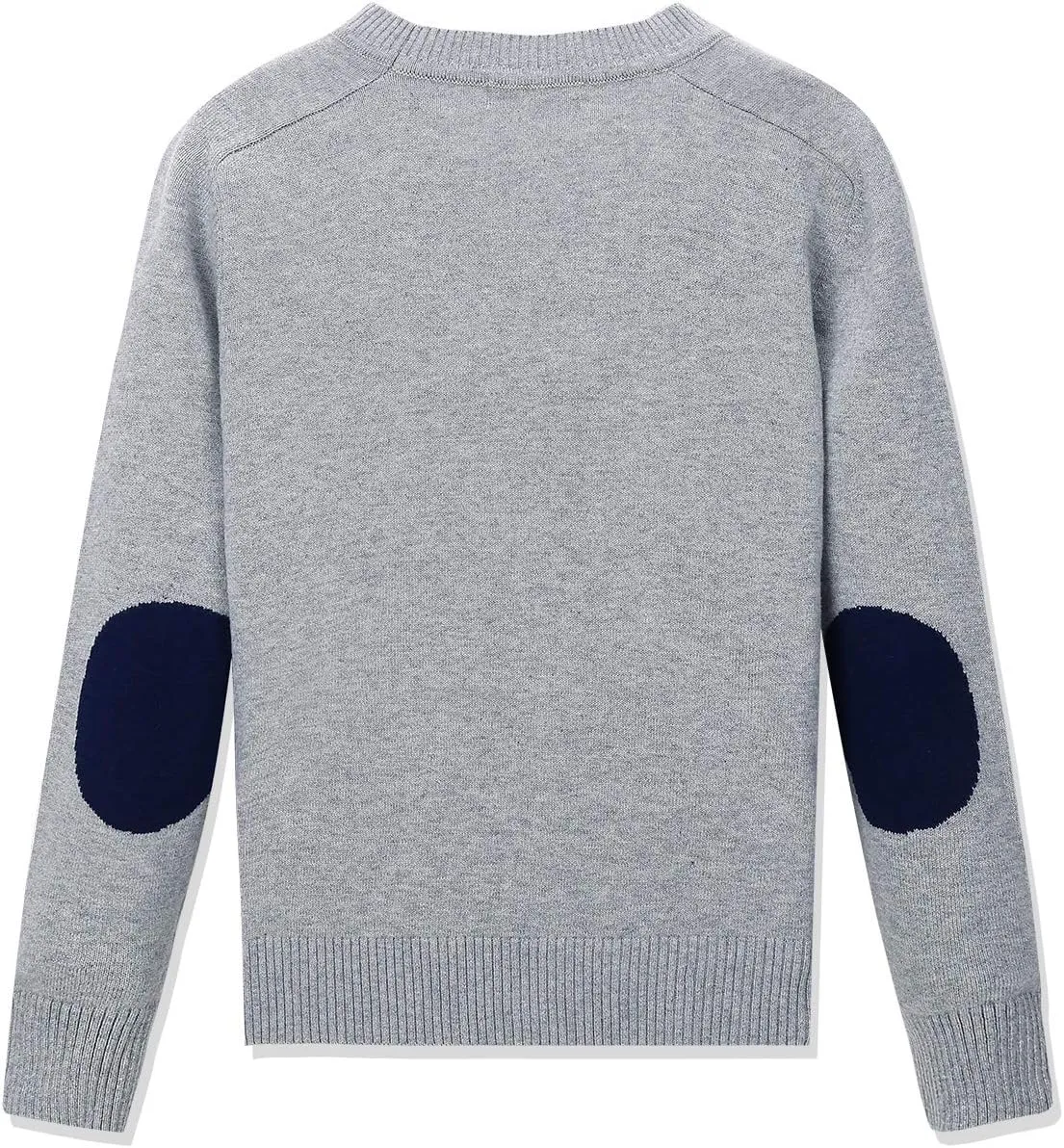 CUNYI Boys' Button-up Cardigan with Elbow Patches V-Neck Cotton Knit Sweater Casual Outerwear