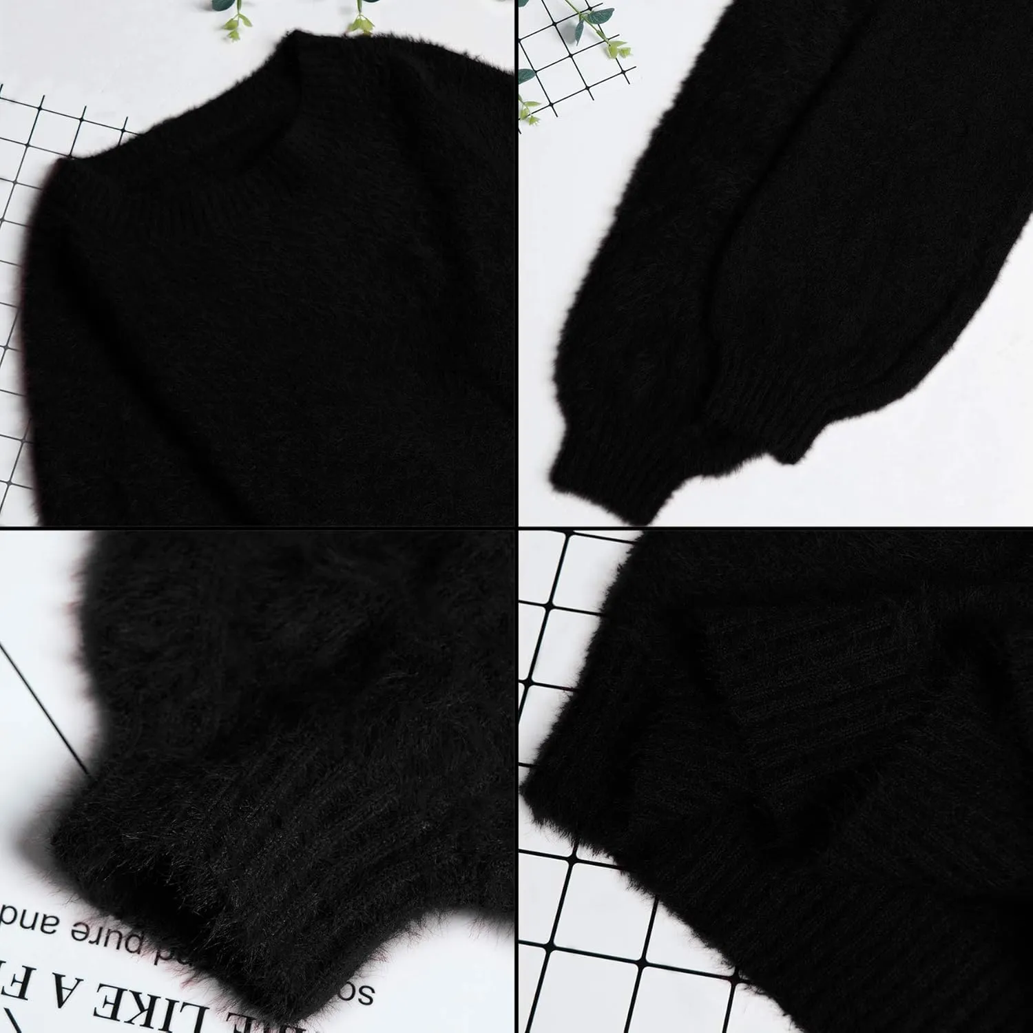 Cutiefox Women's Furry Oversized Crew Neck Pullover Sweater Mini Dress