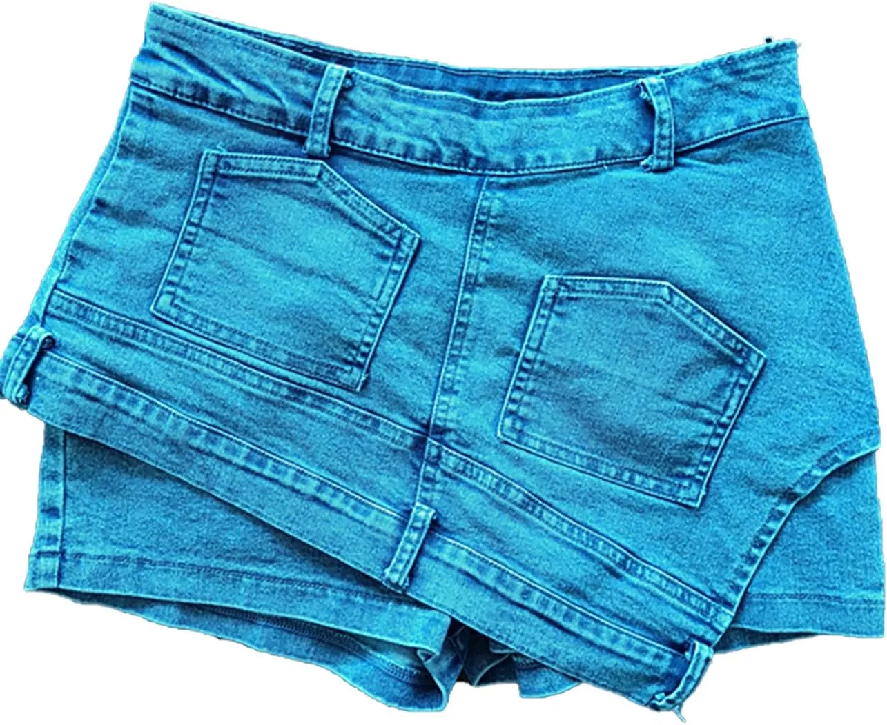 Denim Skirt Shorts for Women Casual High Waisted Asymmetrical Shorts with Pockets