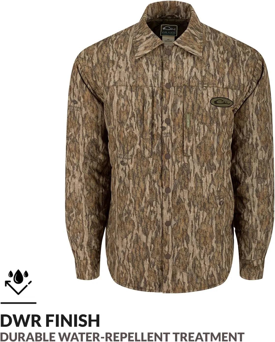 DRAKE Men's LST Double Down Jac-Shirt Insulated Water-Repellent Resistant Quilted Button-Down Outdoor Hunting Hiking Jacket