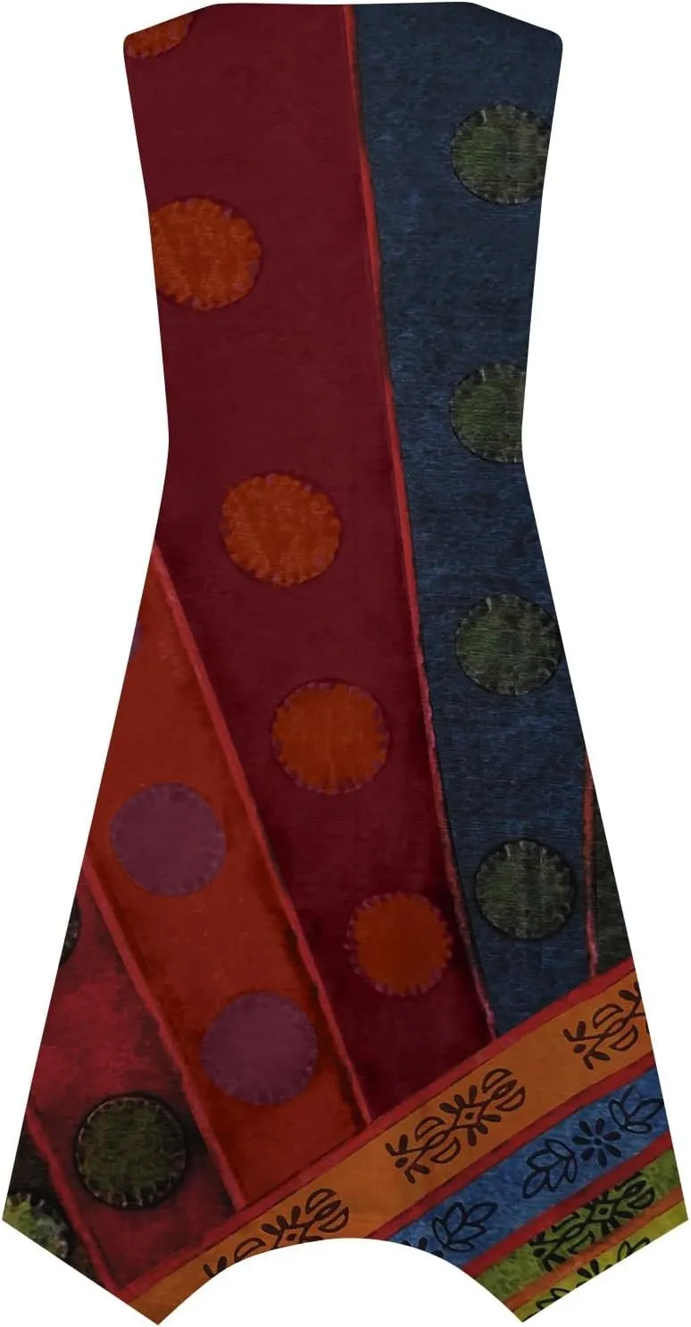 Dresses for Women 2025 Floral Print Flowy Tank Dress Hankerchief Hem Sleeveless Sundress Crewneck Beach Dress