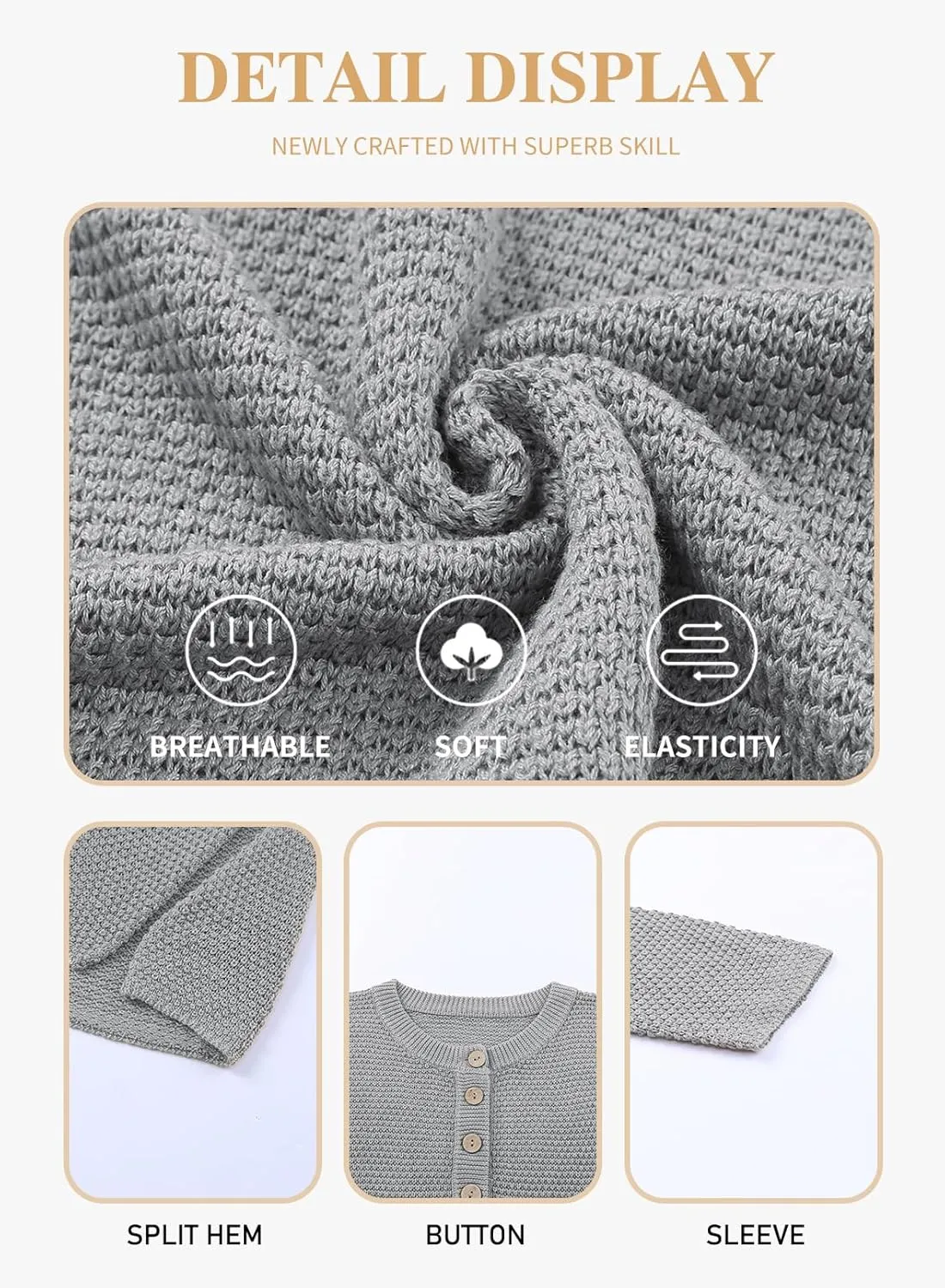 Eytino Womens Plus Size Sweaters Casual Long Sleeve Loose V Neck Button Henley Tops Pullover Knit Jumpers,(1X-5X)