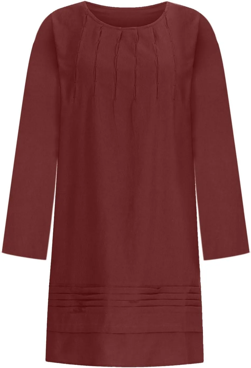 Finelylove Womens Summer Cotton Linen Dresses Short Flowy Beach Dress Long Sleeve Ruffled Shift Dress Casual Loose Sundress