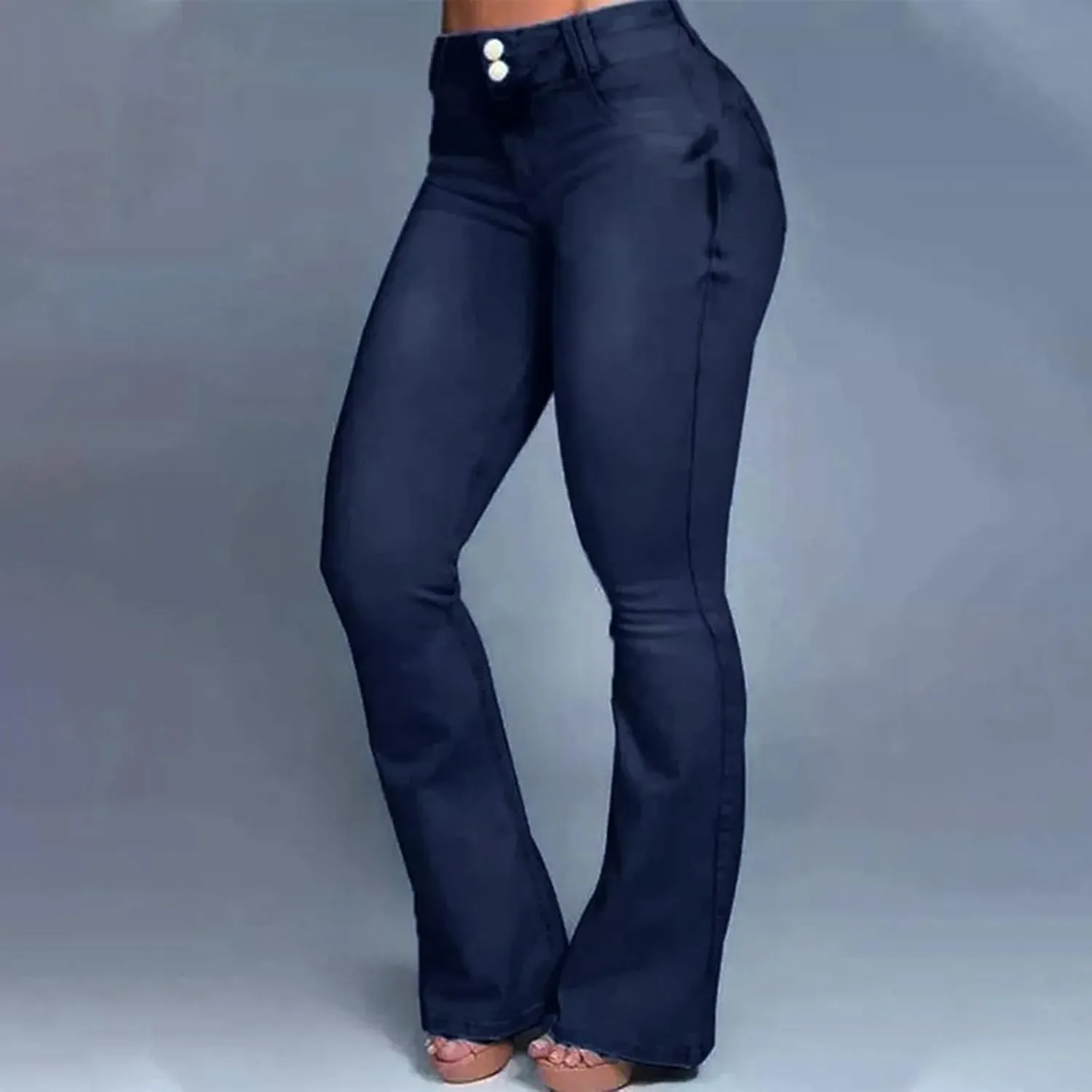 Flare Jeans for Women High Waist Stretch Bell Bottom Denim Leggings Slim Fit Straight Leg Trouser Fashion Casual Pant